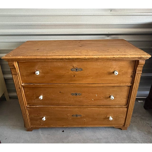 English Antique Pine Three-Drawer Chest With Fluted Detailing For Sale - Image 3 of 12