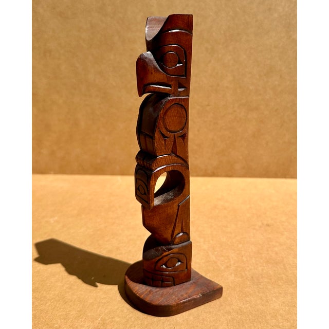 Brown Vintage Wooden Totem Kwakiutl Eagle Cedar Wood. For Sale - Image 8 of 10