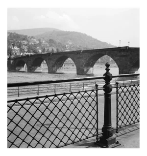 View to Old Bridge Over River Neckar at Heidelberg, Germany 1936, Printed 2021
