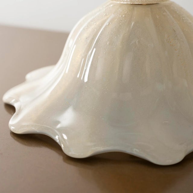 1980s White and Gold Blown Murano Glass Table Lamps, Italy, 1980s For Sale - Image 5 of 12