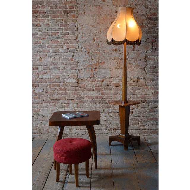 Czech Art Deco Walnut Floor Lamp, 1920s For Sale - Image 10 of 11