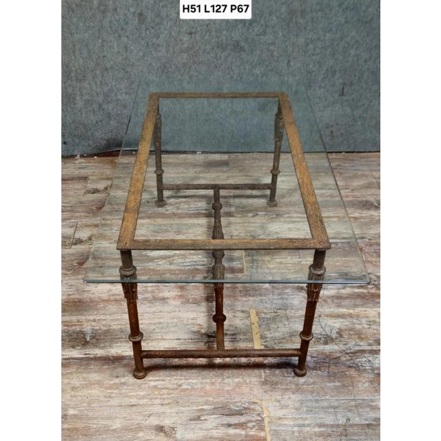Console Table in Wrought Iron with Glass Top For Sale - Image 6 of 8