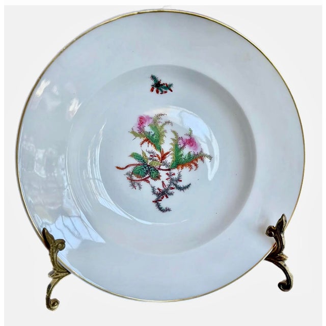 French Country 19th C. Haviland Limoges Spring Flowers Gilt Edge Soup Bowls, Set of 12 For Sale - Image 3 of 10
