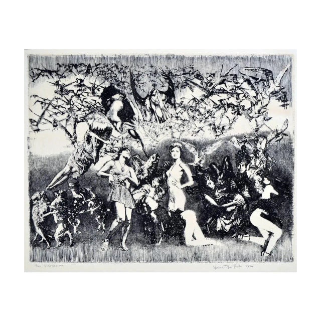 1980s 1980s "The Visitation" Surrealist Figurative Etching by Herbert L. Fink For Sale - Image 5 of 5