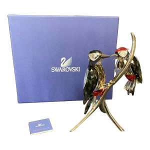Swarovski Crystal Woodpeckers Black Diamond 957562 Retired Figurine