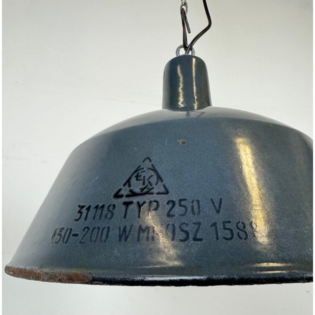 Metal Industrial Dark Blue Enamel Pendant Lamp from Emax, 1960s For Sale - Image 7 of 18