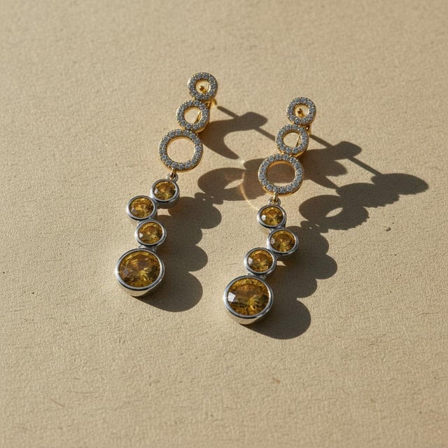 Contemporary Silver Citrine Earrings, Pair For Sale - Image 4 of 6