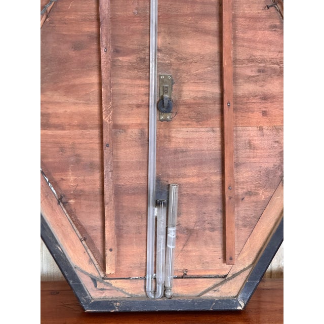 19th Century French Eglomise Barometer With Lyre-Form Thermometer For Sale - Image 9 of 11