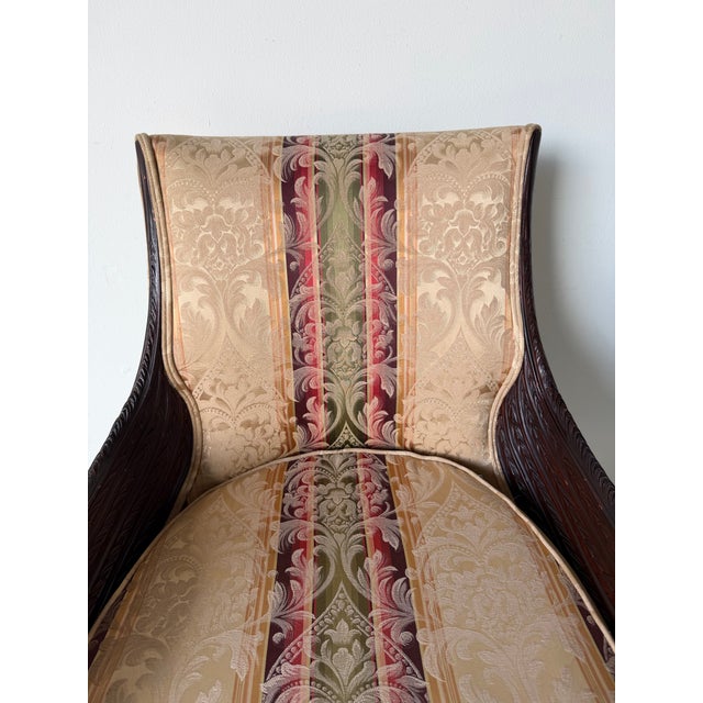 Brown Vintage French Empire / Renaissance Revival Style Hand-Carved Mahogany Swan Armchair For Sale - Image 8 of 13