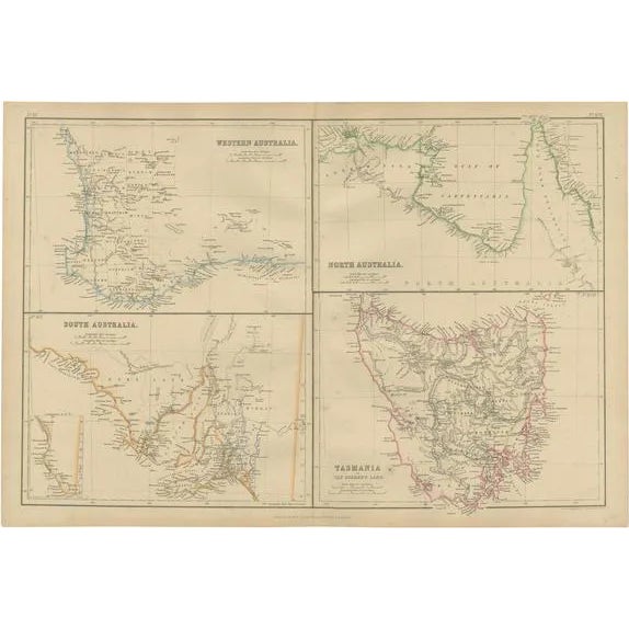Antique Map of Australia and Tasmania by W. G. Blackie, 1859 For Sale