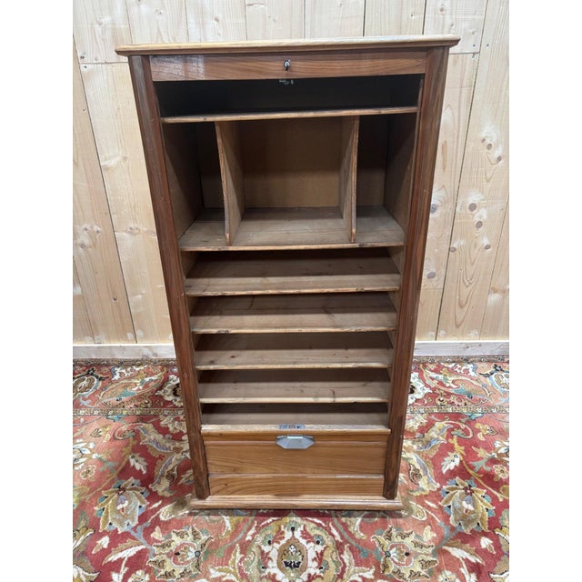 1950s Vintage Roll-Top Filing Cabinet in Oak, 1950s For Sale - Image 5 of 10