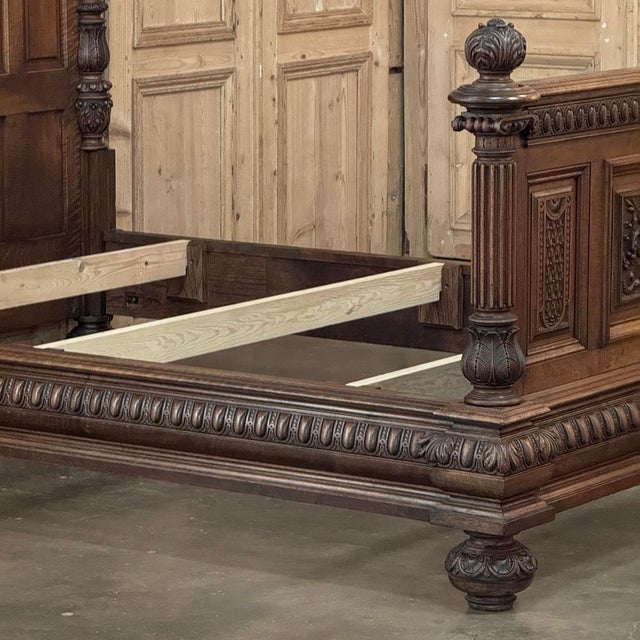 19th Century French Walnut Renaissance Revival Queen Bed For Sale - Image 9 of 18