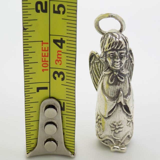 Silver Vintage Italian Handmade Genuine Silver Christmas Decoration Angel Figurine For Sale - Image 8 of 8