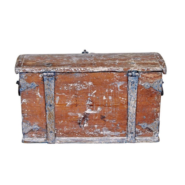 Small Mid 19th Century Swedish Painted Pine Box, 1842 For Sale - Image 6 of 9