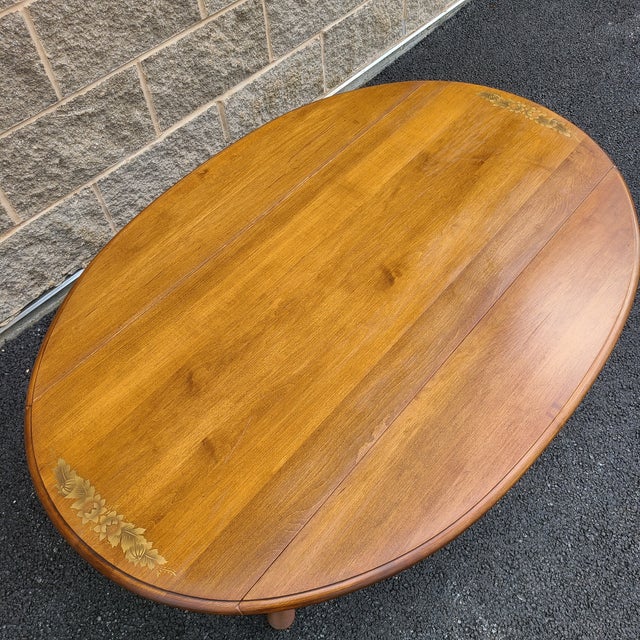 L Hitchcock Traditional Queen Anne Stenciled Harvest Maple Drop Leaf