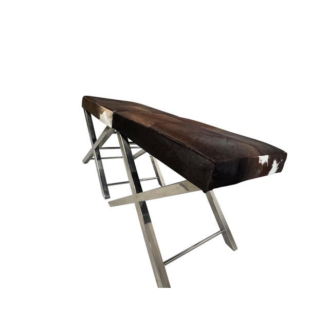 Mid 20th Century Cow Hide Benches with Chrome Bases - A Pair For Sale - Image 14 of 18