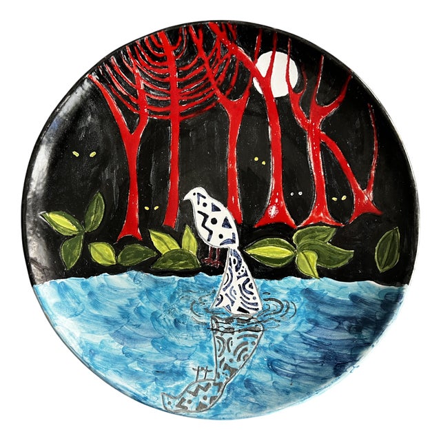 Painted Plate by Giuseppe Mazzotti for Albisola, Italy, 1970s For Sale