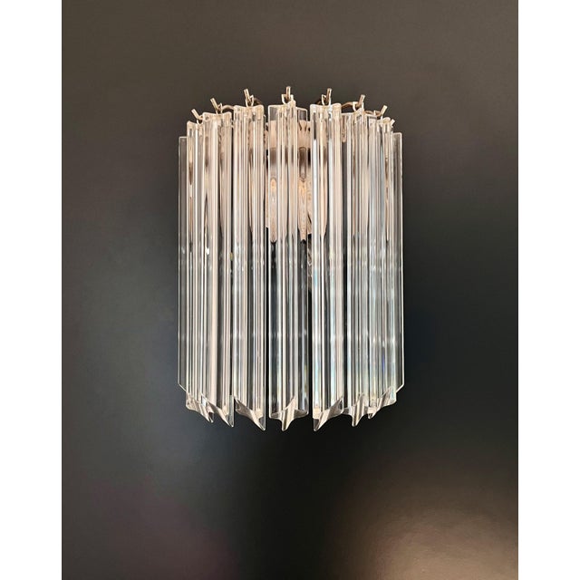 Vintage Clear Murano Glass Quadriedri Wall Sconces, 1990, Set of 2 For Sale - Image 14 of 14