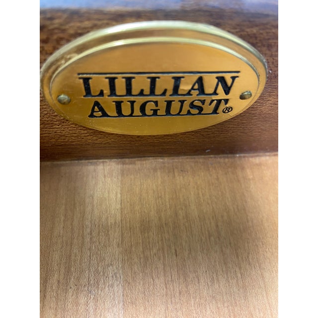 Metal Lillian August Embossed Leather Topped Side Table. For Sale - Image 7 of 11
