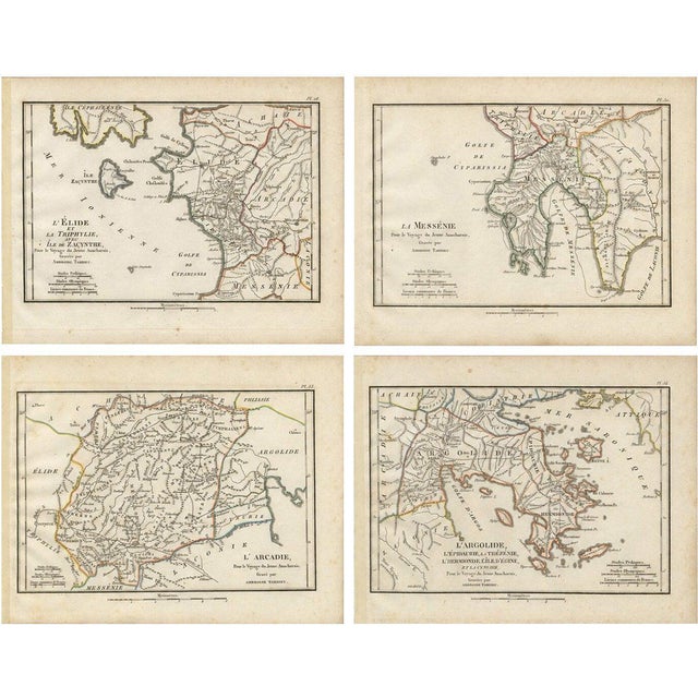Ancient Peloponnese and Greek Islands Maps from Tardieu, 1825, Set of 4 For Sale