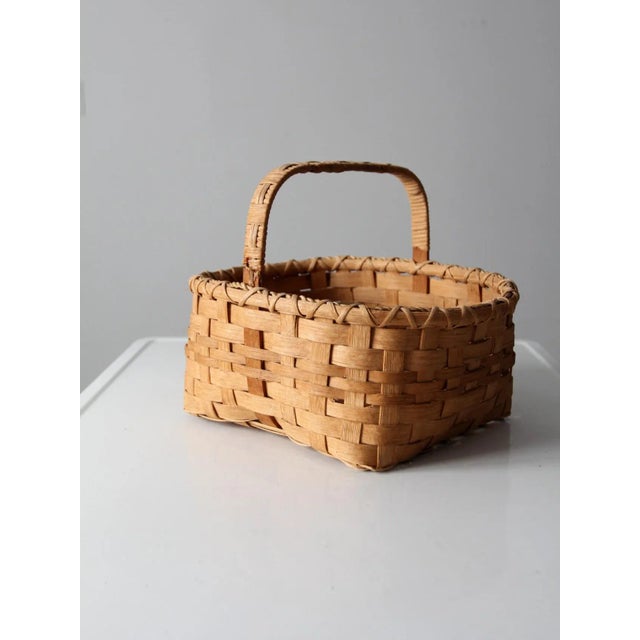 Wood Vintage Splint Weave Basket For Sale - Image 7 of 13