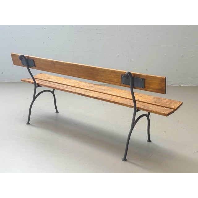 Garden Bench with Delicate Cast Iron Frame and Wooden Slats, 1950s For Sale - Image 11 of 16