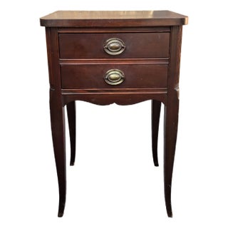 Federal Style Stained Mahogany Two-Drawer Side Table Nightstand, Circa 1940s For Sale