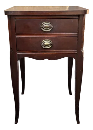 Federal Style Stained Mahogany Two-Drawer Side Table Nightstand, Circa 1940s