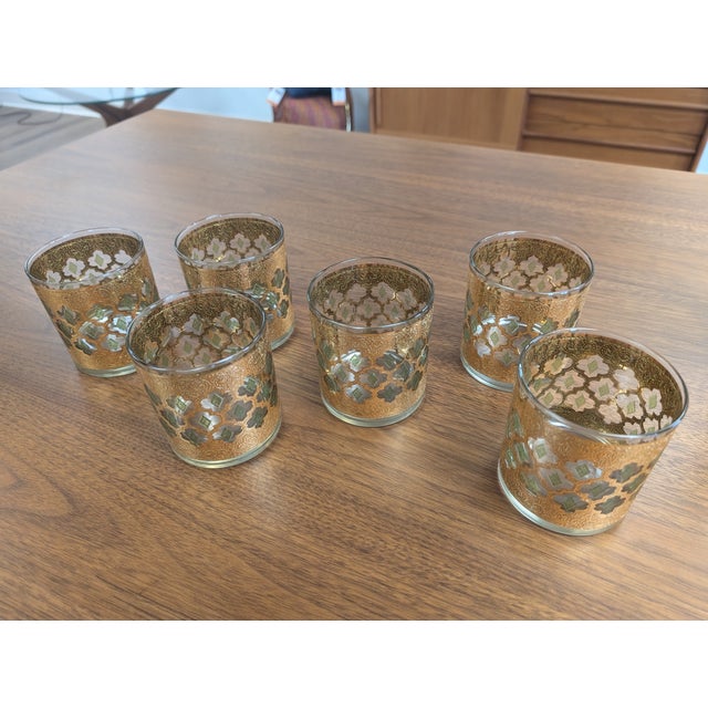 1960s 22k Gold Culver "Valencia" Old Fashioned Cocktail Glasses- Set of 6 For Sale - Image 6 of 9