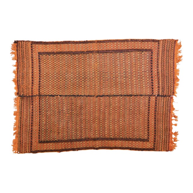 Vintage Shiraz Hand Made Natural Color Tribal Kilim,4'11"x6'9" For Sale