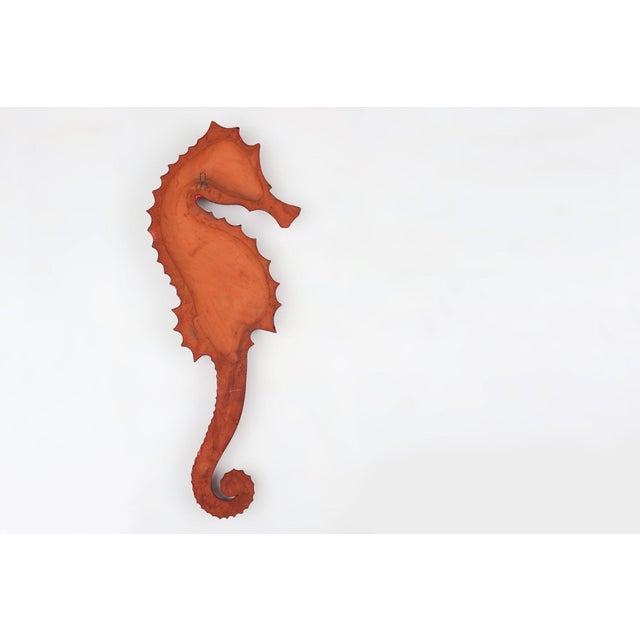 Belgian Ceramic Red Seahorse Plaque by André Bayer, 1960s For Sale - Image 10 of 11