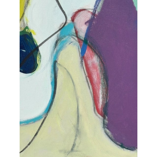 Wood 1980s Era Original Oil on Canvas in the Style of Kandinsky For Sale - Image 7 of 9
