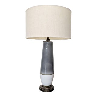 Currey & Company Modern Ceramic Table Lamp With Drum Shade For Sale