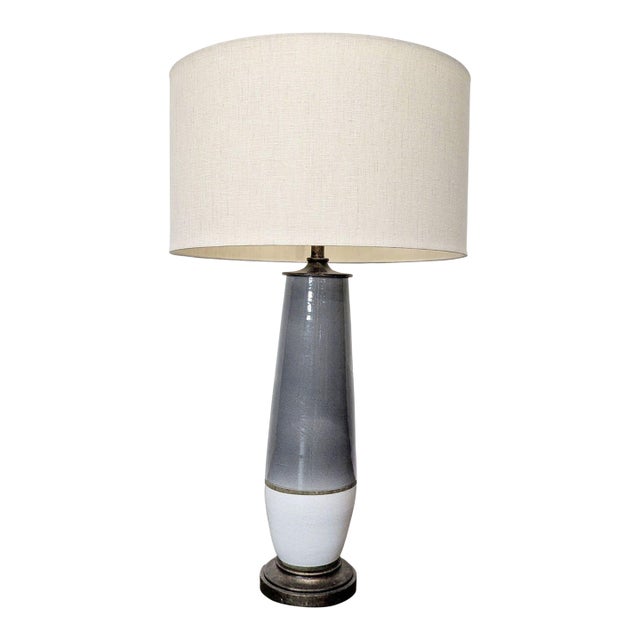 Currey & Company Modern Ceramic Table Lamp With Drum Shade For Sale