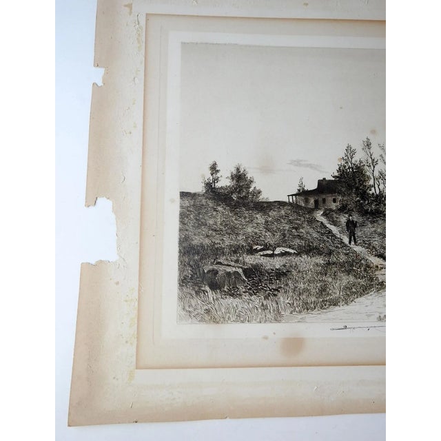 Late 19th Century Antique Fisherman & Landscape Etching For Sale - Image 5 of 7