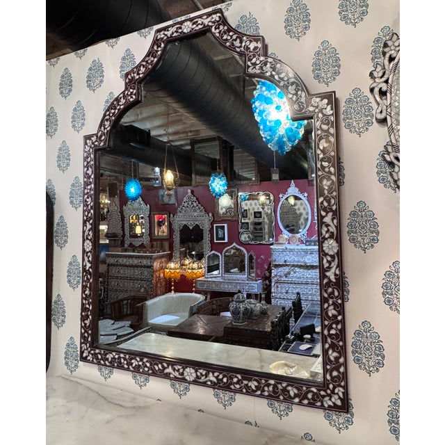 Contemporary Vintage Mother-of-Pearl Inlay Contemporary Mirror For Sale - Image 3 of 7