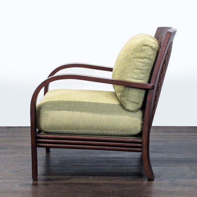 Add comfort and style to your space with this Ethan Allen lounge chair. It features a sturdy wood frame with elegant...