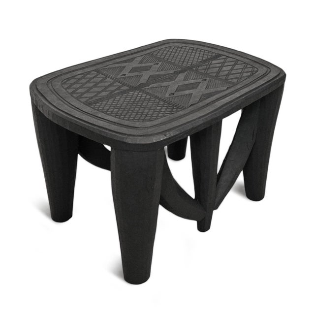 Tribal Vintage Black Nupe Stool For Sale - Image 3 of 5