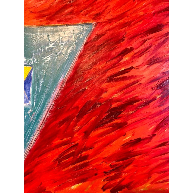 Joan Kahn, Joan Kahn Rome Vibrant Bold Color Abstract Expressionist Modernist Oil Painting, 1987 For Sale - Image 10 of 11