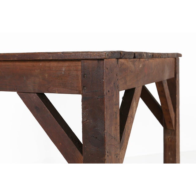 French Industrial Console Table in Wood, 1920s For Sale - Image 18 of 18
