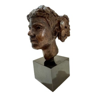 1960s Larry Mohr Bronze Stylized Female Bust Sculpture Signed From Artist Estate For Sale
