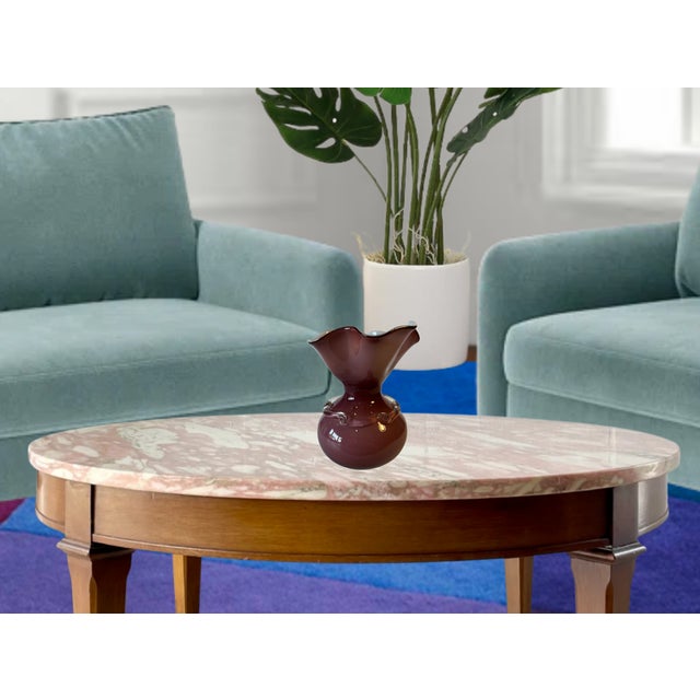 Vintage Mauve Art Glass Bulbous Handkerchief Vase For Sale In New York - Image 6 of 10