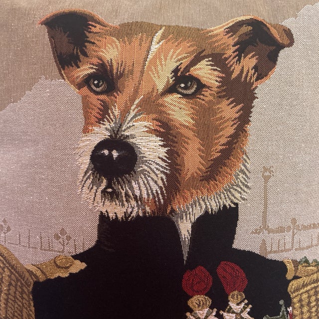 Regal & Whimsical dog portrait tapestry pillow. Based on officer portraits from the battle of Waterloo. This Tapestry...