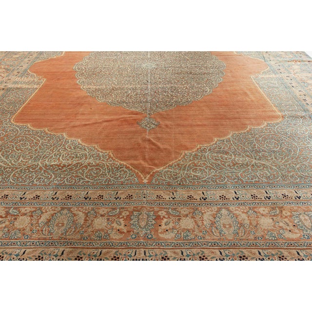 Red Antique Persian Tabriz Handmade Wool Rug For Sale - Image 8 of 9
