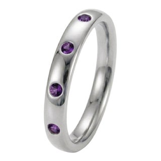 Amethyst Band Stackable Ring, Purple Gemstone Band Ring Us 7 For Sale