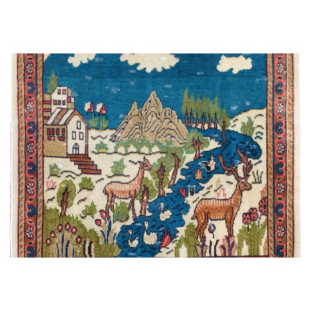 Early 20th Century Persian Pictorial Tabriz Rug For Sale - Image 13 of 15