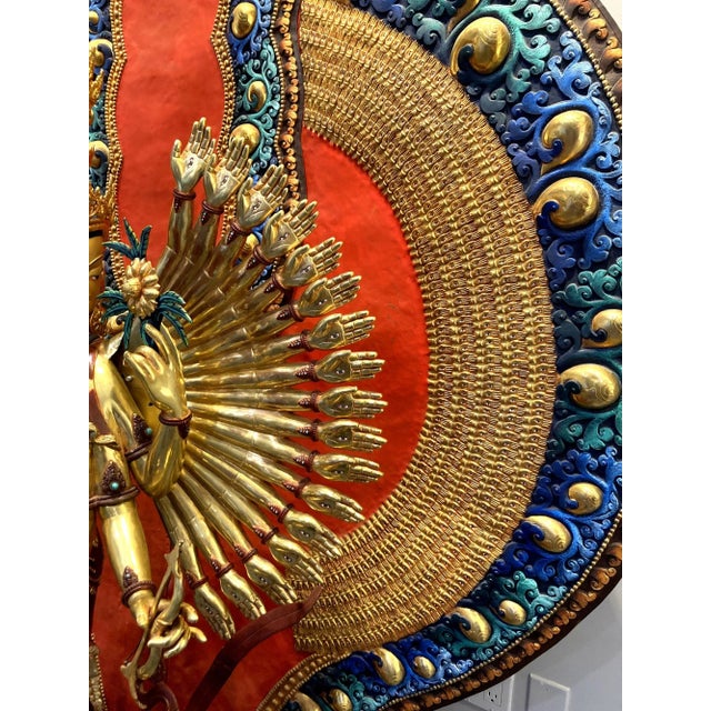 Monumental 88-Inch 24k Gilt Copper Thousand-Armed Avalokiteshvara, Nepal, 1980 For Sale - Image 11 of 17
