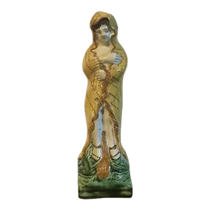 Antique 18th Century Staffordshire Pearlware Prattware Four Seasons Figure of Winter