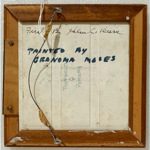 Grandma Moses, Original 1949 Painted Ceramic Tile Flowers Hand Painting Grandma Moses Folk Art, 1949 For Sale - Image 16 of 18