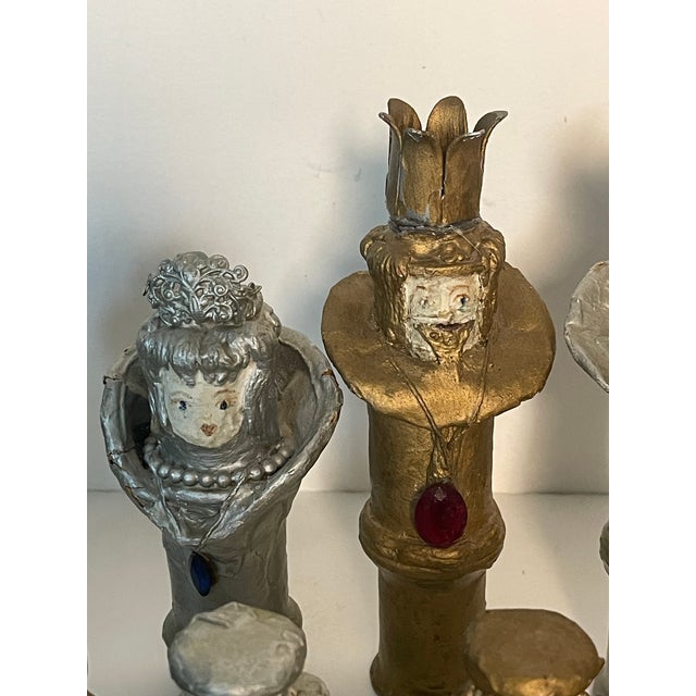 1960s 1960s Artisan Paper Mache Chess Figures Set For Sale - Image 5 of 7